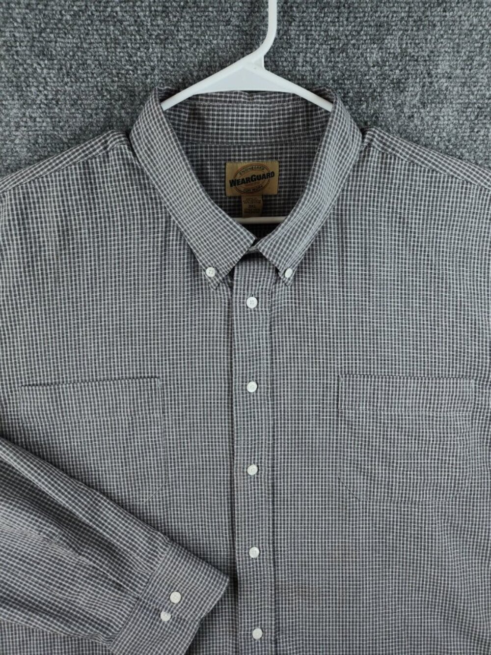 Wear Guard For Work Button Up Shirt 3XL Cotton Polyester Gray Check Adult Men